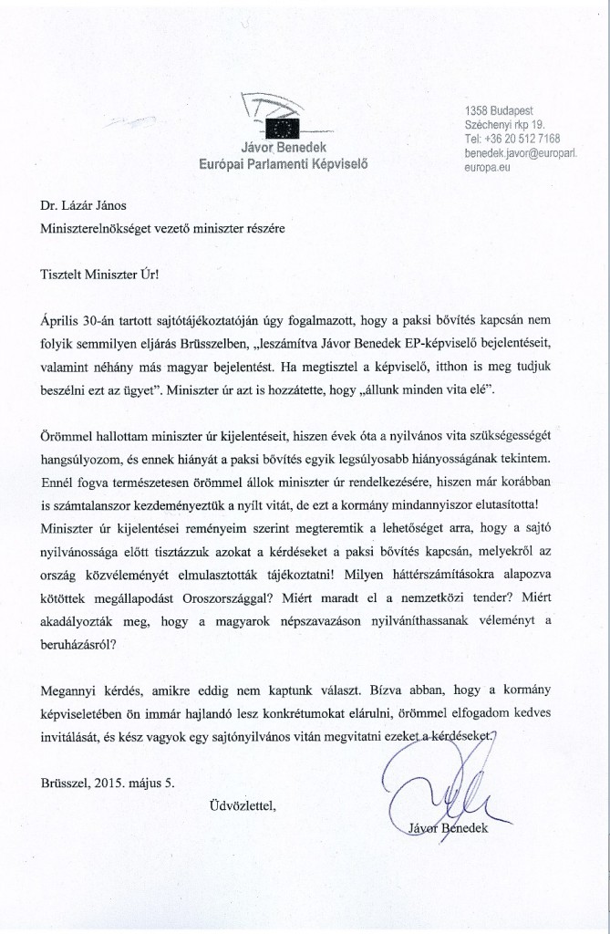 Levél Lázár Jánoshoz